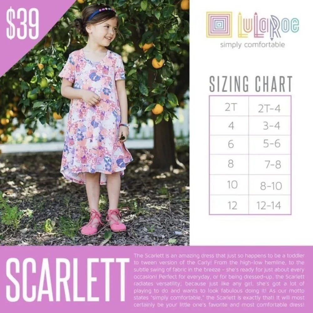 Lularoe Mommy & Me Set Carly S Scarlett Kids 8 Dress High Low Swing Twirl Floral